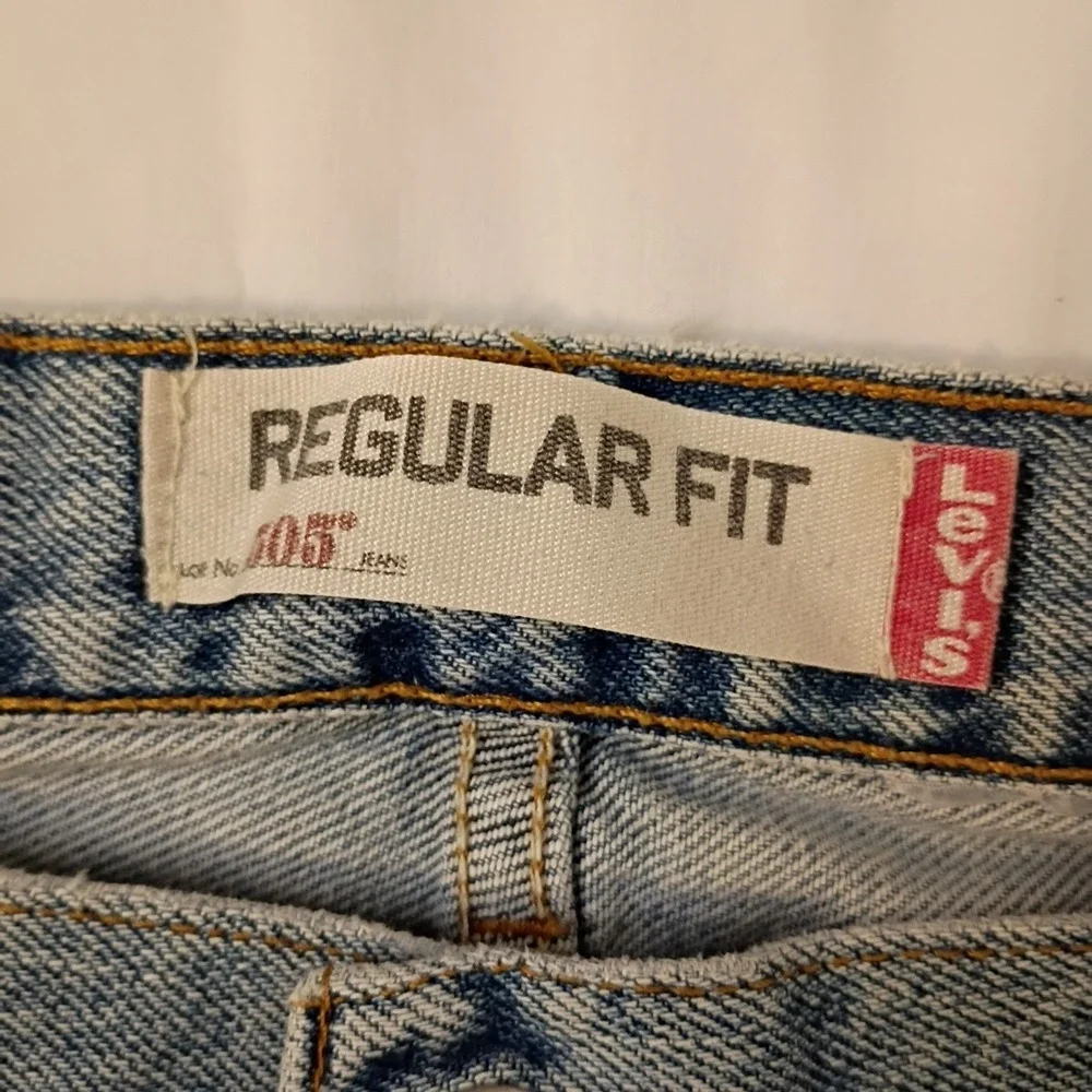 Levis 505 Regular Fit Straight 38 (36) x 32 (30) Light Wash Denim Blue Jeans Zip